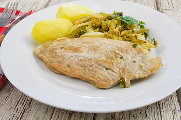 escalope de porc et chou vert