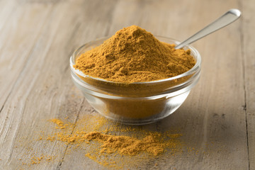 Bowl with yellow turmeric  powder