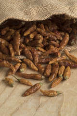 Sack with red hot chili peppers