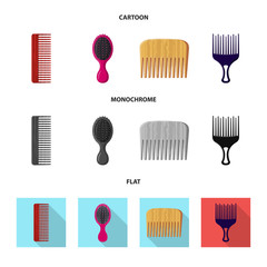 Isolated object of brush and hair logo. Collection of brush and hairbrush vector icon for stock.