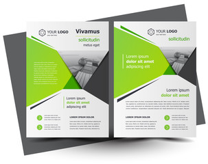 Flyer brochure design, cover size A4 template geometric green color