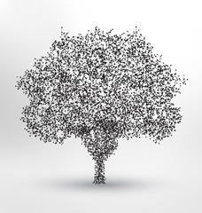 Tree Wireframe Style Design - Small particles forming a tree shape - Technology and Nature Concept Illustration - 226989832