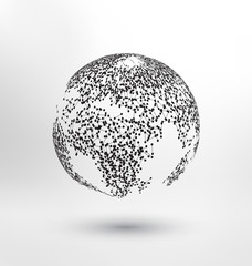 Abstract Globe Design - Particles forming the continents of the Earth