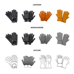 Isolated object of glove and winter sign. Set of glove and equipment vector icon for stock.