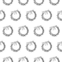 wreath seamless pattern isolated on white background