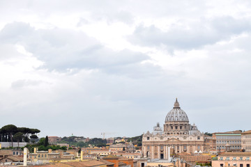 Fototapeta na wymiar Landscape view of St. Peter's Basilica - Rome Italy