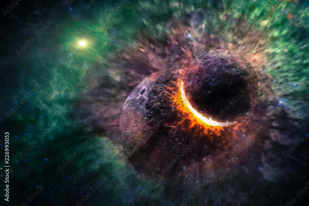 Canvas Prints massive collision of objects smashed together to create the dust ring around the nearby star. the el