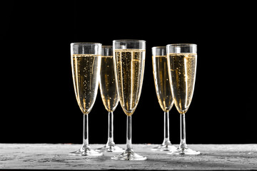 Many glasses of champagne