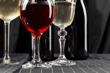 Many glasses of different wine