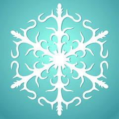 Snowflake vector icon gradient background  blue color. Winter white christmas snow flake crystal element. Weather illustration ice. Xmas frost flat isolated silhouette symbol