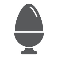 Boiled egg glyph icon, food and breakfast, chicken egg sign, vector graphics, a solid pattern on a white background.