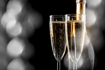 glasses of champagne with the bottle