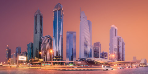 Metro station in Financial district Dubai, UAE