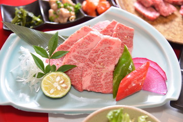 closeup Toyama Japanese beef of Wafuuyakiniku Toyamasodachi