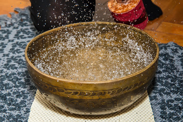 Fototapeta premium Tibetan handcrafted singing bowls. Tibetan sound massage.