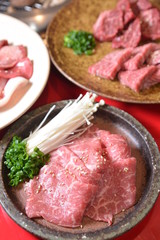 closeup Toyama Japanese beef of Wafuuyakiniku Toyamasodachi