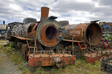 Lokomotivfriedhof in Rio Gallegos, Argentinien