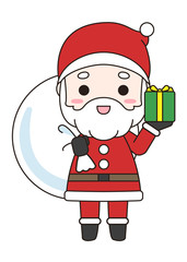 プレゼントと袋を持つサンタクロース