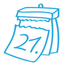 Handgezeichneter Kalender - Tag 21 in blau