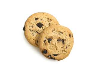Chocolate chip cookies isolated on white