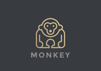 Monkey Logo vector design geometric Linear. Gorilla icon
