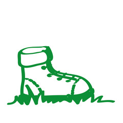 Handgezeichneter Wanderschuh in grün