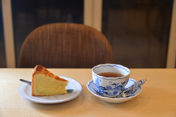 cake and tea set on a table