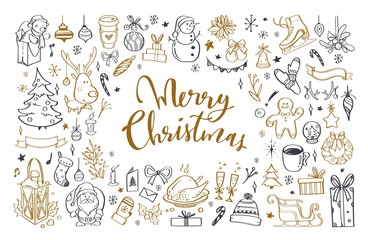 Big set of Christmas design doodle elements 2
