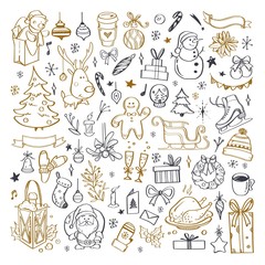 Big set of Christmas design doodle elements 4