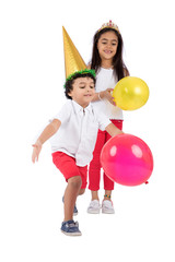 playing with balloons