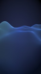 Abstract landscape on a blue background. Cyberspace grid. Hi-tech network. 3d technology illustration. Vertical image orientation. 3D illustration