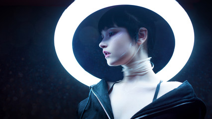 Cyber girl. Beautiful young woman, futuristic style. © Ulia Koltyrina