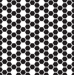 Seamless hexagonal honeycomb pattern texture background. Black and white hexagon pattern.