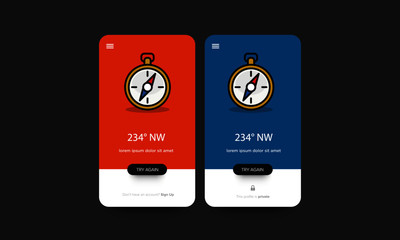 Compass App Design for Smart Phones Vector Illustration in Flat Style