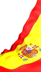 The flag of Spain. Official state symbol of the Kingdom of Spain. Concept: web, sports pages, language courses, travelling, design elements. 3d illustration