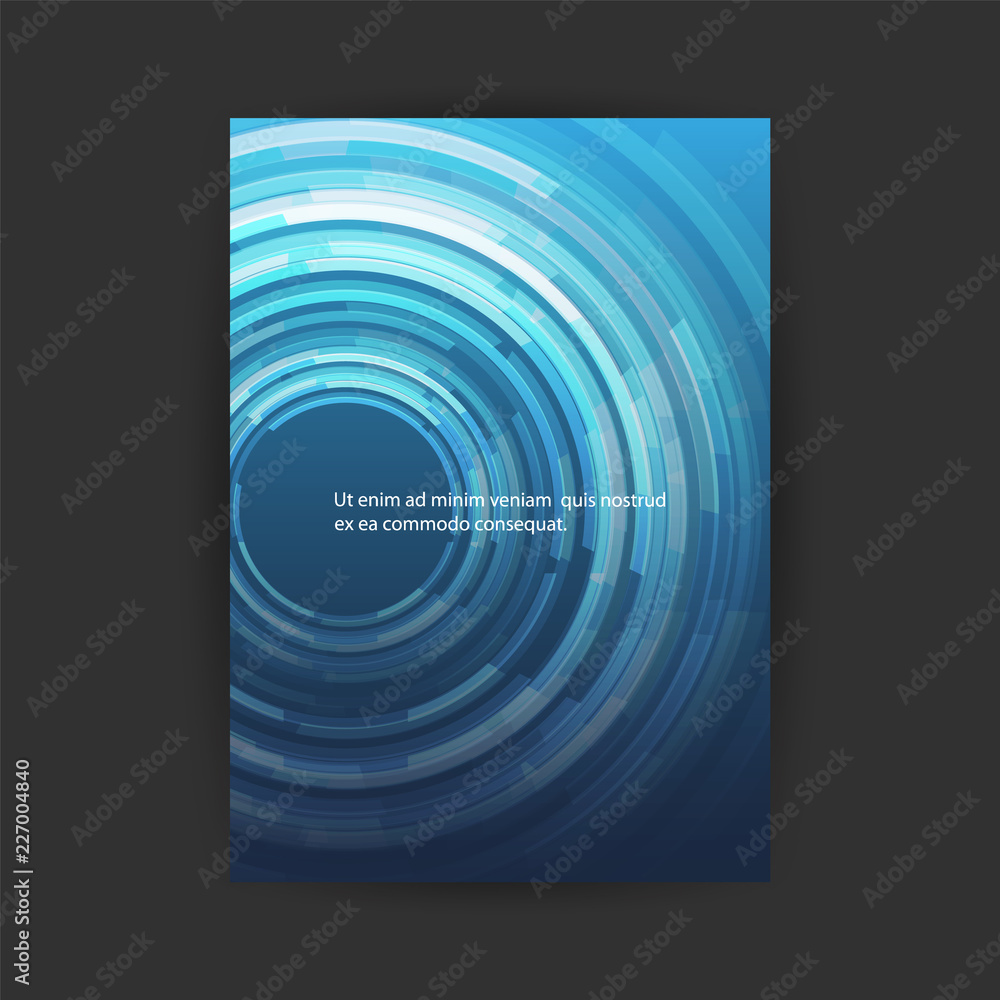 Poster abstract colorful modern style patterned futuristic technology cover design with round concentric ge
