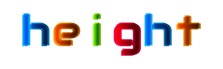 Height - modern multicolor text on white background