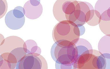 Multicolored translucent circles on a white background. Pink tones. 3D illustration