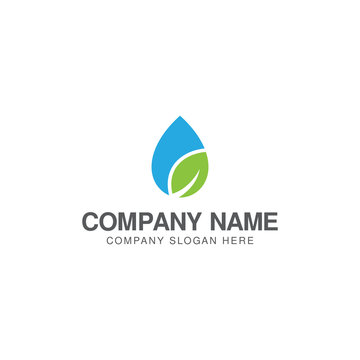Green water logo design template