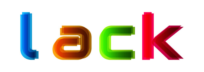 Lack - modern multicolor text on white background