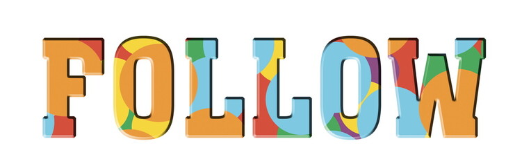 Follow Multicolor letters Logo banner