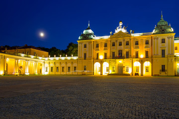 The Branicki Palace at night in Bialystok, Poland
