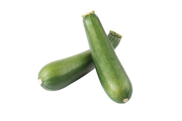 Green squash vegetables. Fresh zucchini isolated on a white background