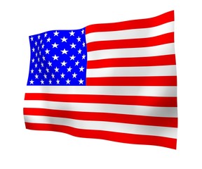 Waving flag of the United States of America. Stars and Stripes. State symbol of the USA. 3D illustration