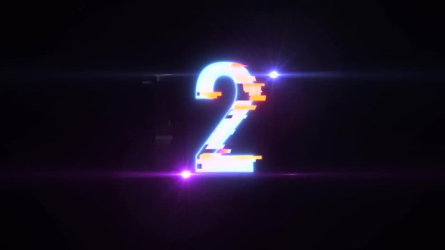 colorful futuristic laser glitch interference countdown numbers from 5 to 1 new dynamic holiday joyful techno video footage