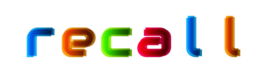 Recall - modern multicolor text on white background
