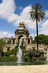 Ciutadella park in Barcelona with monument and fountain