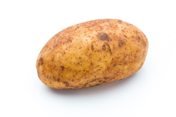 A bio russet potato isolated white background.