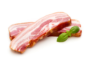 Pieces of raw pork lard isolated on white background.