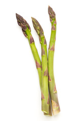 Fresh green asparagus on white background.